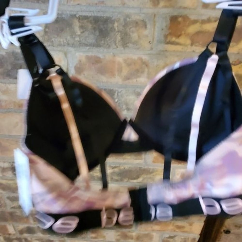 New bebe 2 padded pushup camo black pink bras - Picture 7 of 7